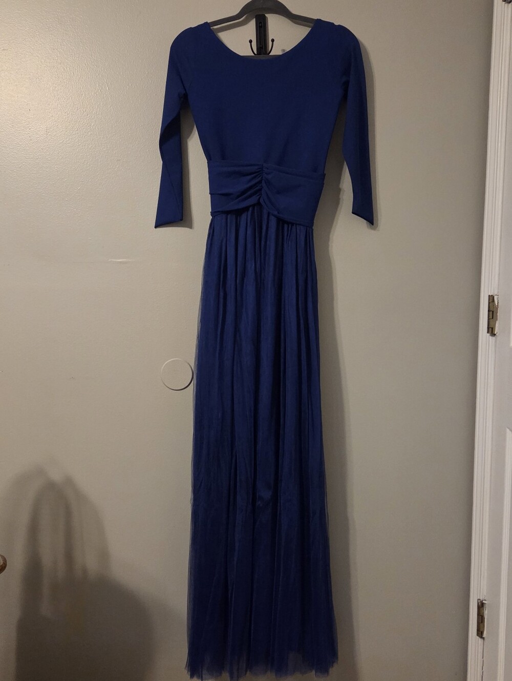 Chiara Boni La Petite Robe Women's Blue Formal Gown 3/4 sleeves Sz 40 = Sz 4 - Picture 4 of 14